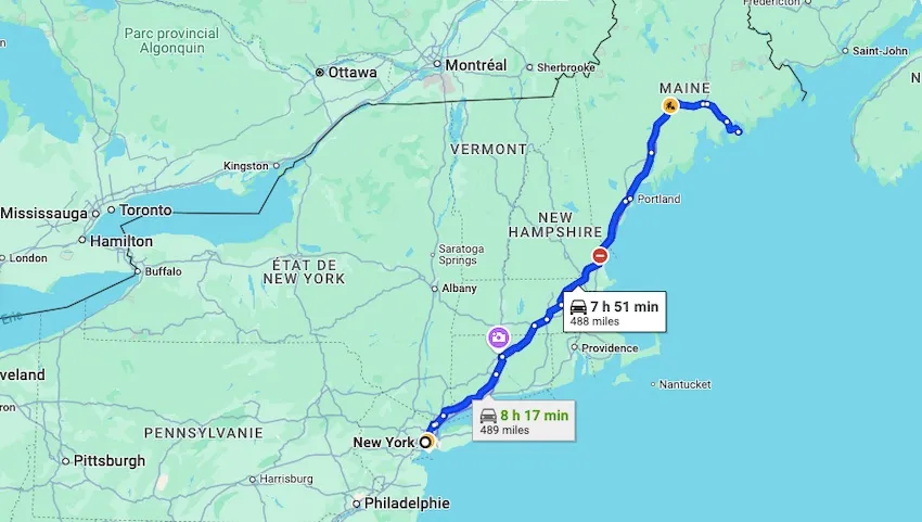 Itinerary New York to Bar Harbor by car